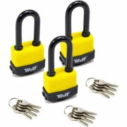 Wolf 50mm Padlock With Long Shackle - Pack Of 3